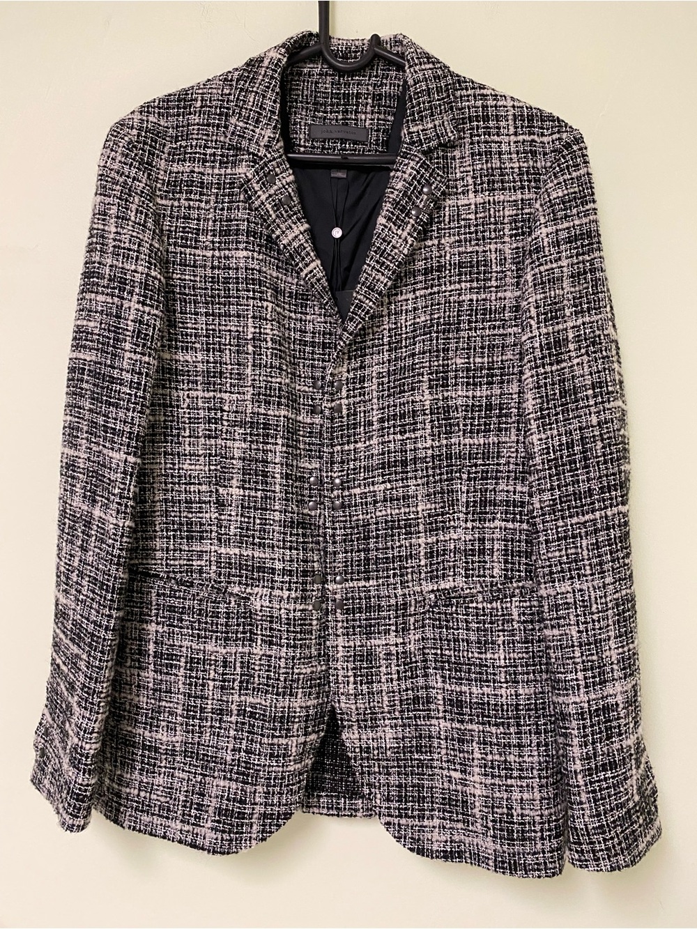 John Varvatos Black and White Tweed Sport Coat
